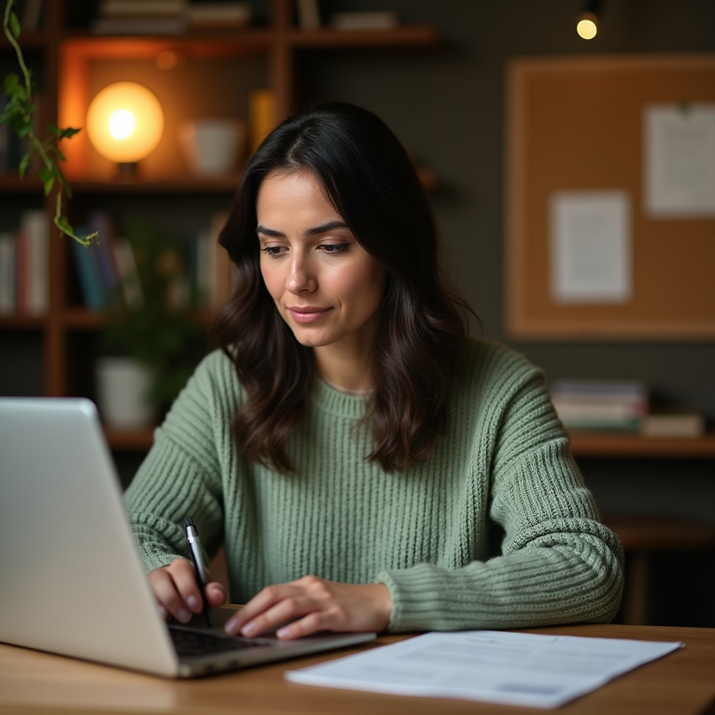 Professionista che scrive una risposta calibrata a un commento negativo online